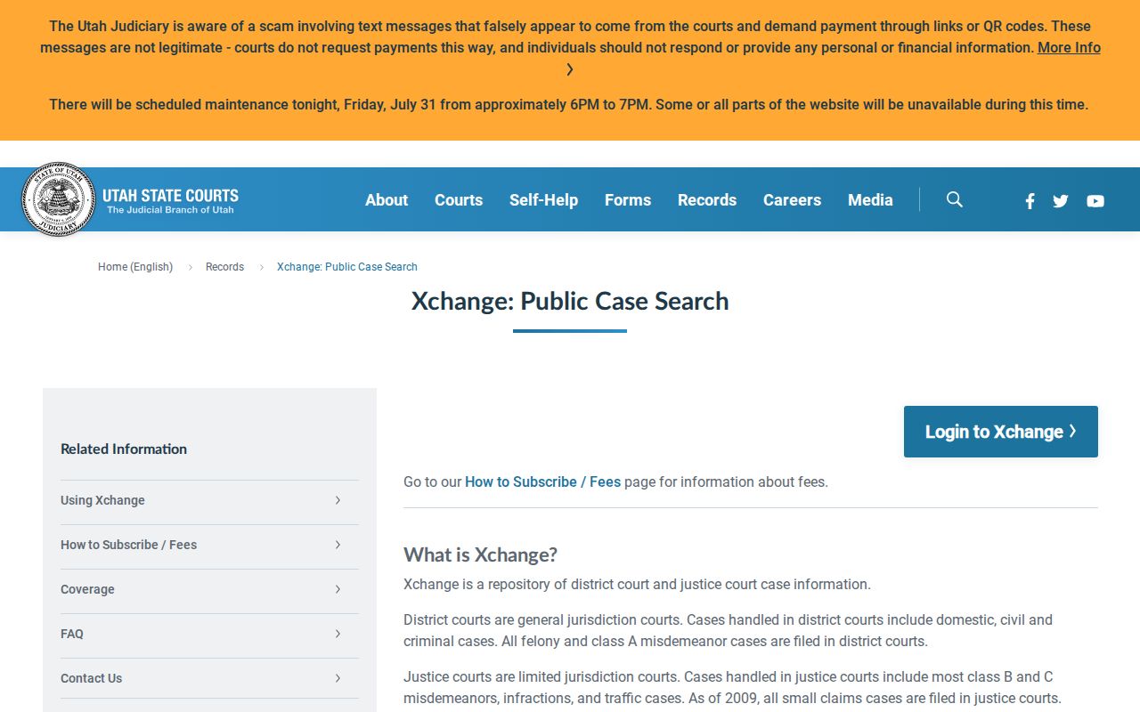 Holladay people search access to Utah Xchange court records